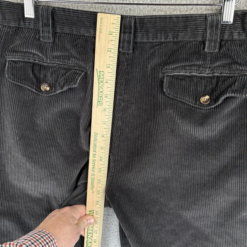 LLBean Corduroy Pants Mens 40x30 Black‎ Pleated Comfort Stretch Waist 285260